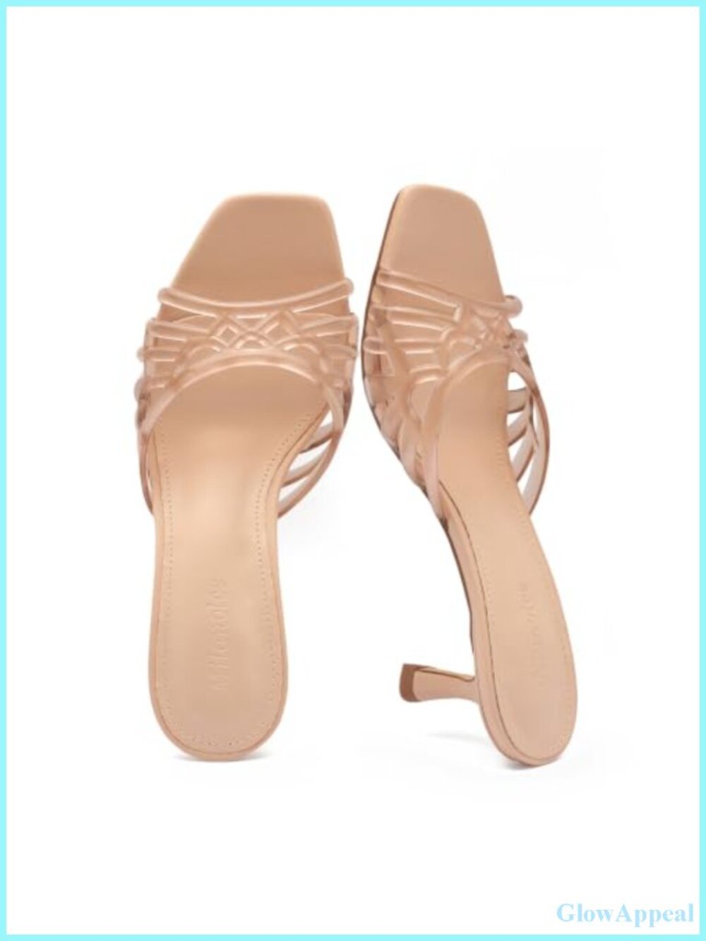 Jelly Kitten Heel Sandals Square Toe Slip On Memory Foam Women's